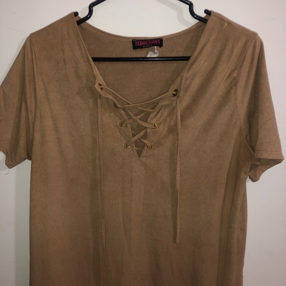 Brown suede tshirt dress - Picture 4 of 6